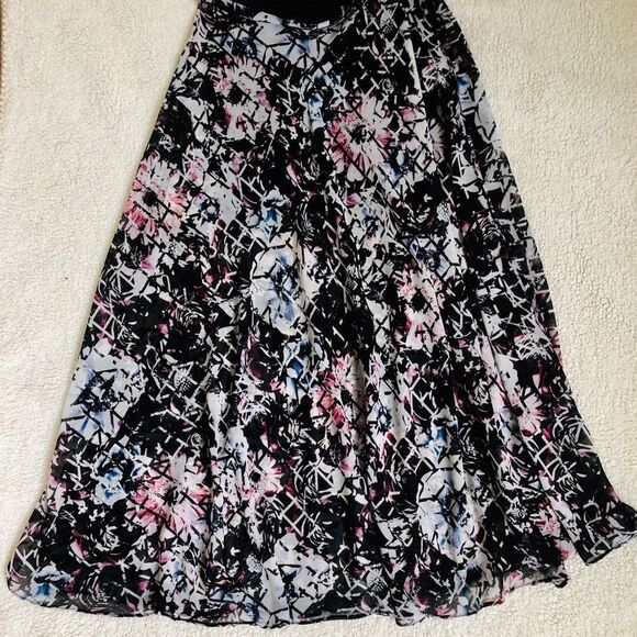 Topshop black print chiffon long boho skirt 4 - Picture 7 of 9